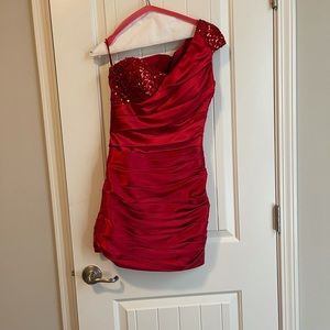 Red one shoulder homecoming dress